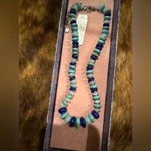 Lucky Brand NWT Collier Blue Green and Silver Semi precious accents